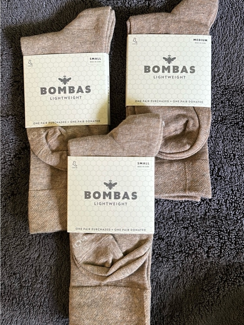 Bombas Lightweight Half Calf Socks in Beige - 3 Pack